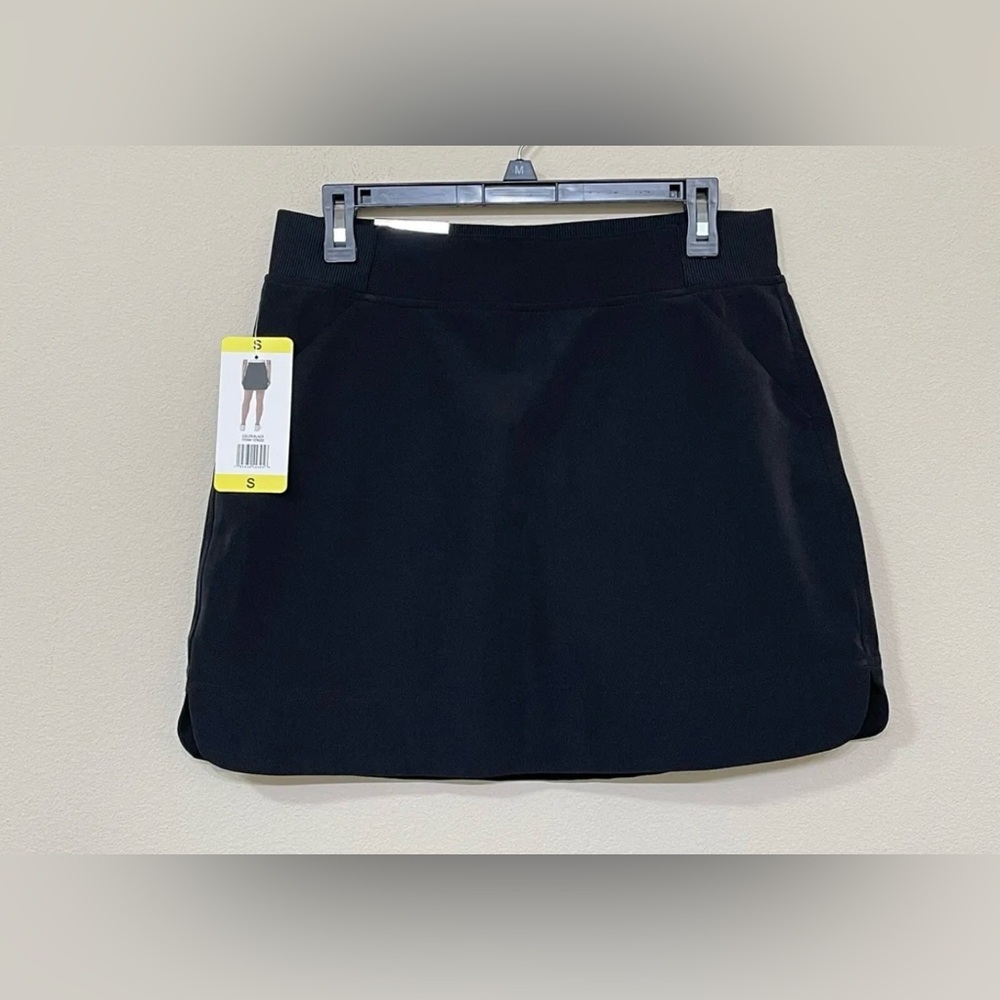 32 Degrees Cool Women’s Black Mid Rise Stretch Comfort Pull On Mini Skort s S